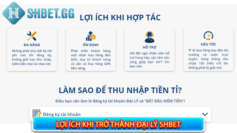 Đại lý SHBET - Hoa Hồng Cao Ngất Ngưỡng Lên Đến 60% 3 Lợi ích khi trở thành đại lý SHBET